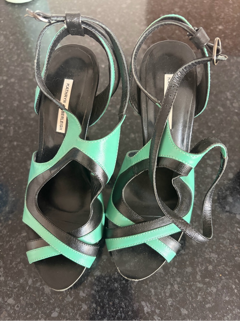Green and Black Strappy Women’s Heels